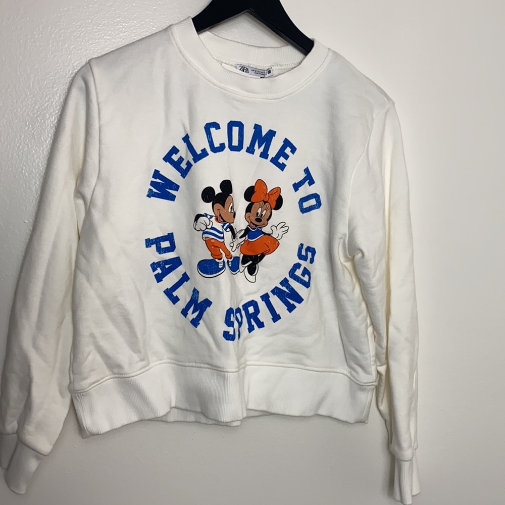 ZARA DISNEY WELCOME TO PALM SPRINGS SWEATSHIRT MICKEY & MINNIE